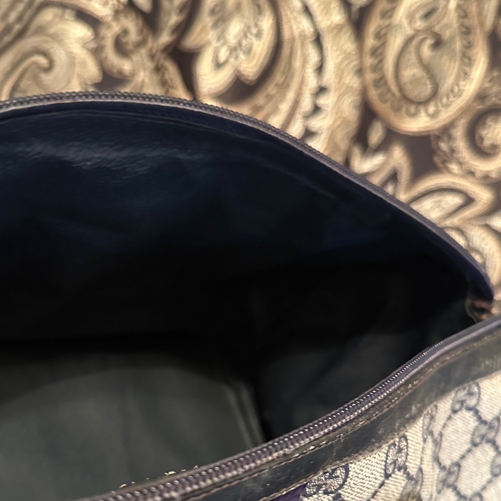 Gucci Beige Monogram Tote with Red and Navy Stripe - Picture 11 of 12